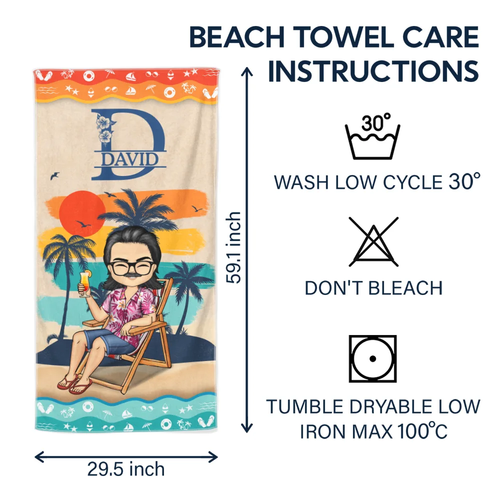 Monogram Summer Vibe Beach Towel - Personalized Beach Towel - Image 6