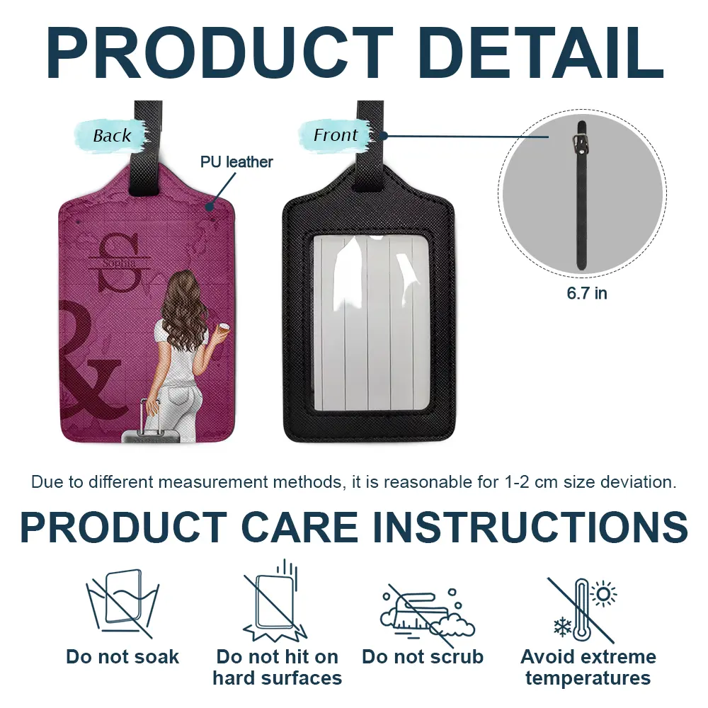 Monogram Travel Couple - Personalized Combo 2 Luggage Tags - Image 4