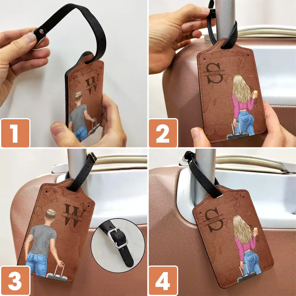 Monogram Travel Couple - Personalized Combo 2 Luggage Tags - Image 6