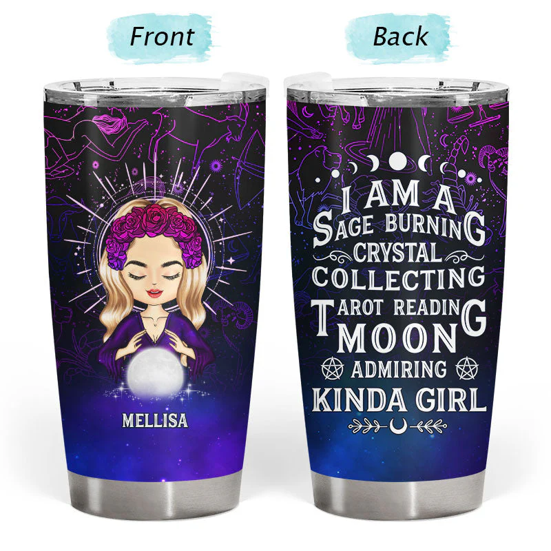 Moon Admiring Kinda Girl Witch - Personalized Custom Tumbler - Image 3