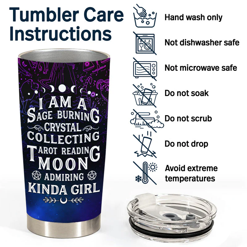 Moon Admiring Kinda Girl Witch - Personalized Custom Tumbler - Image 5