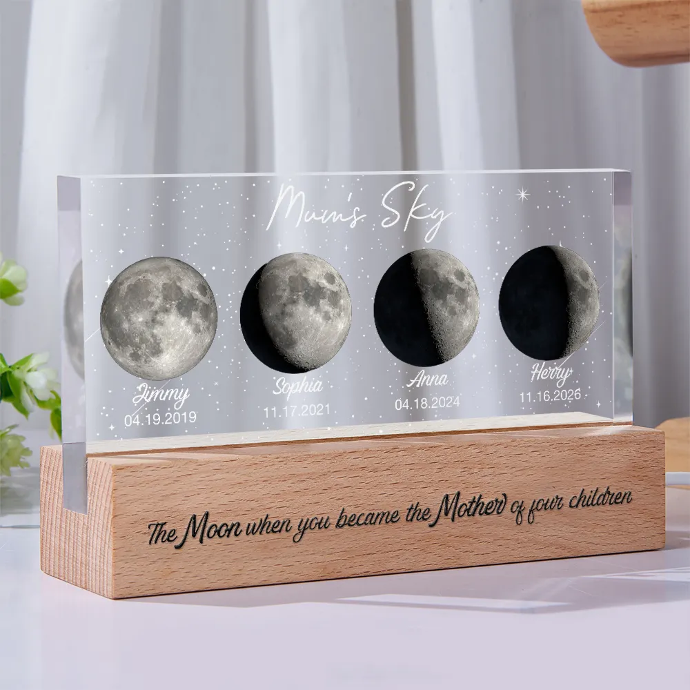 Moon Phase Custom Photo Mom Sky The Moon When You Became A Mother - Personalized Rectangle LED Light - Image 2