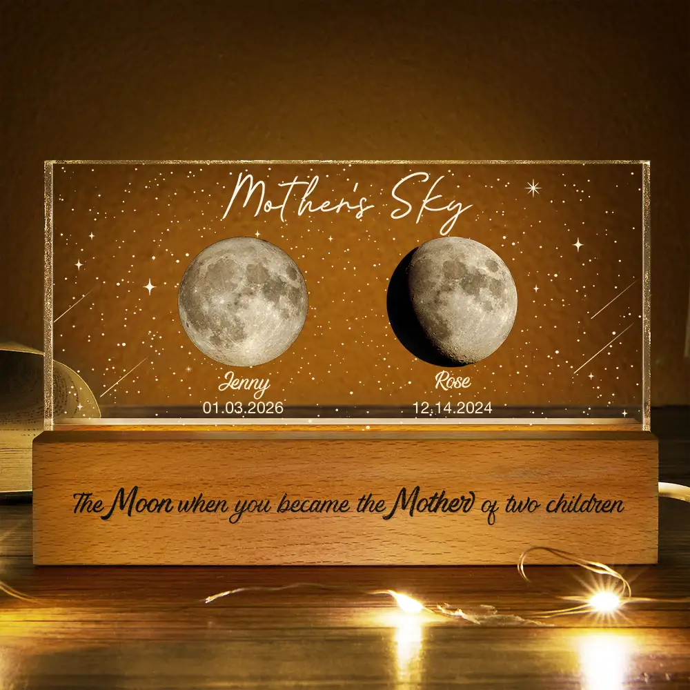 Moon Phase Custom Photo Mom Sky The Moon When You Became A Mother - Personalized Rectangle LED Light - Image 3