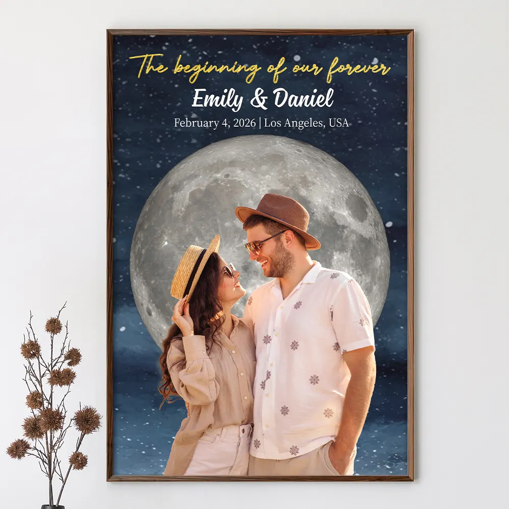 Moon Phase Custom Photo The Night Our Story Began - Personalized Poster - Image 4