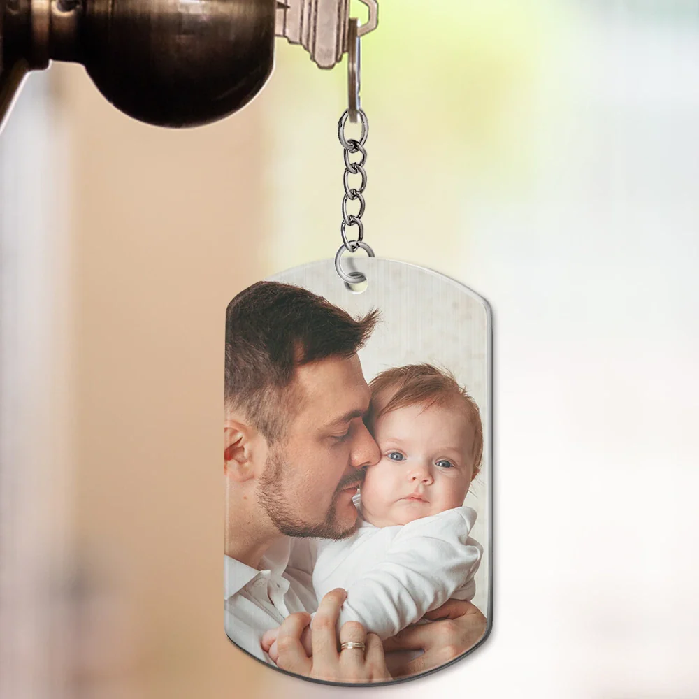 Moon Phase Custom Photo The Night You Became My Mommy - Personalized Aluminum Keychain - Image 3