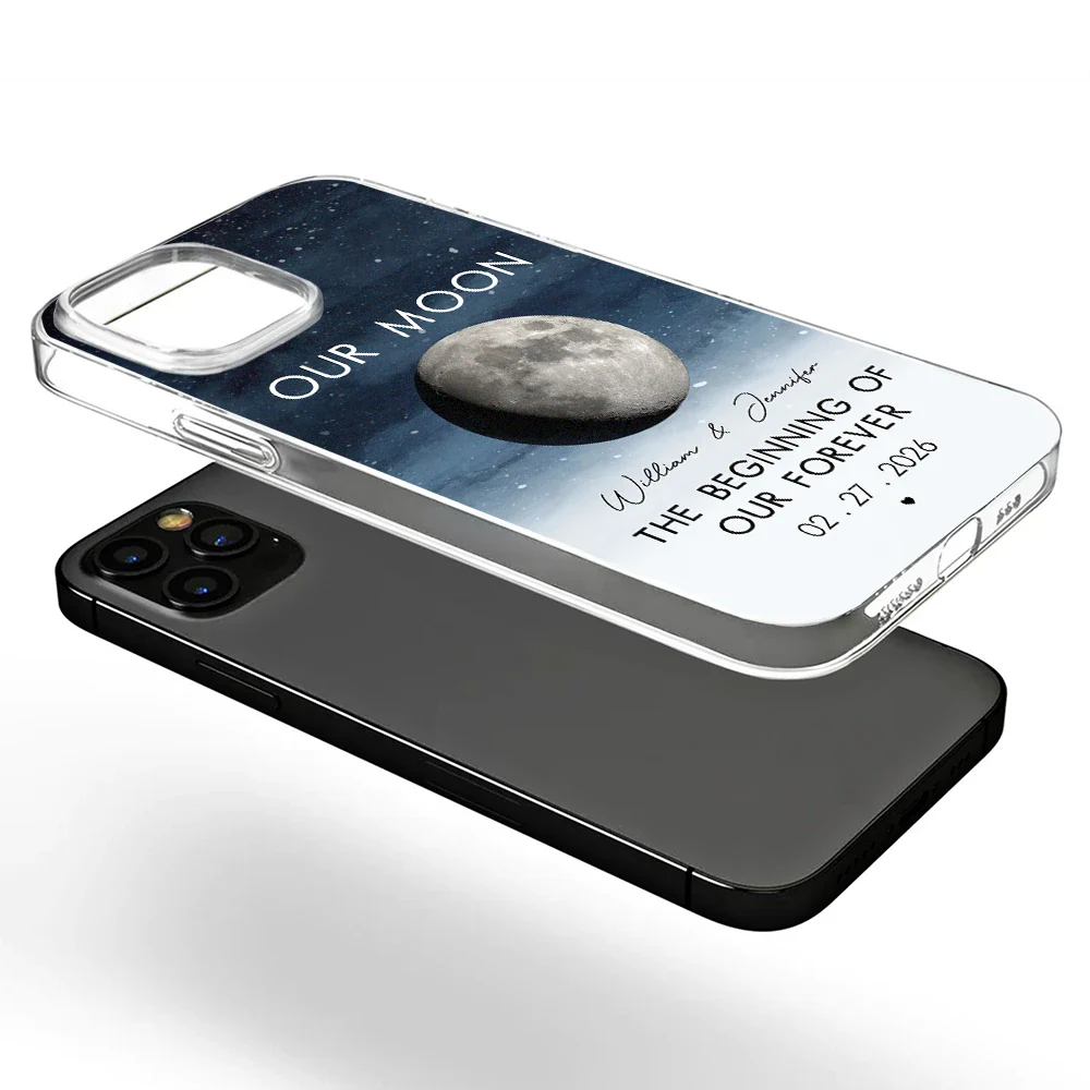 Moon Phase The Beginning Of Our Forever - Personalized Clear Phone Case - Image 5