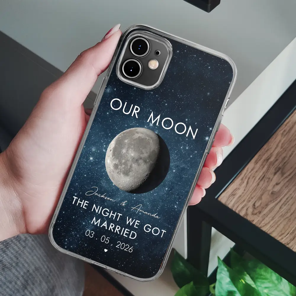 Moon Phase The Beginning Of Our Forever - Personalized Clear Phone Case - Image 6