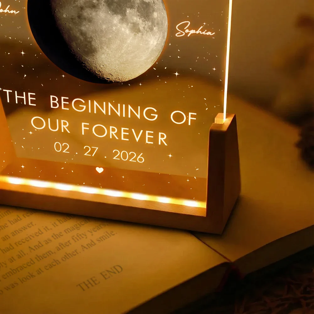 Moon Phase The Beginning Of Our Forever - Personalized Night Light - Image 6