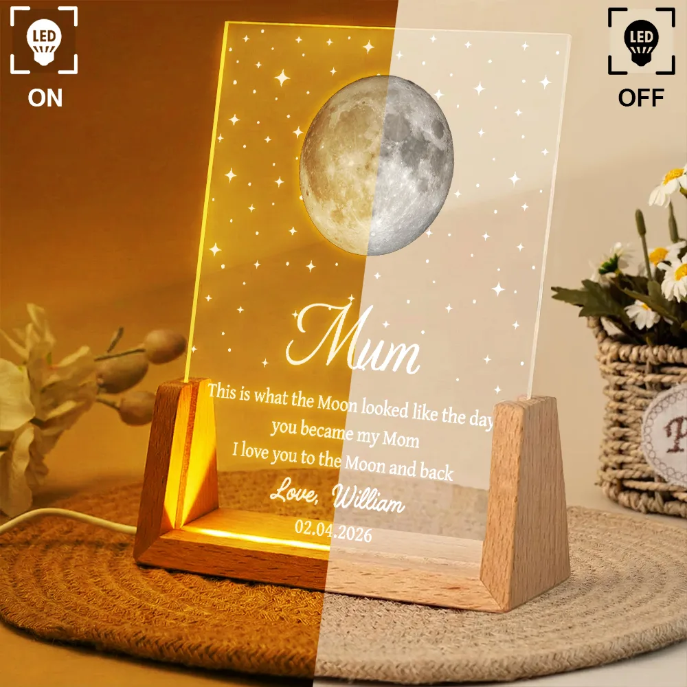 Moon Phase The Date You Became My Mom - Personalized Night Light - Image 4