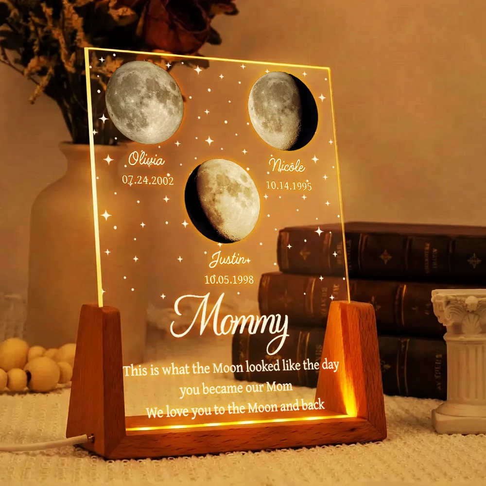 Moon Phase The Date You Became My Mom - Personalized Night Light - Image 5