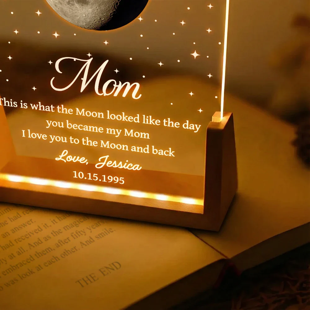 Moon Phase The Date You Became My Mom - Personalized Night Light - Image 7
