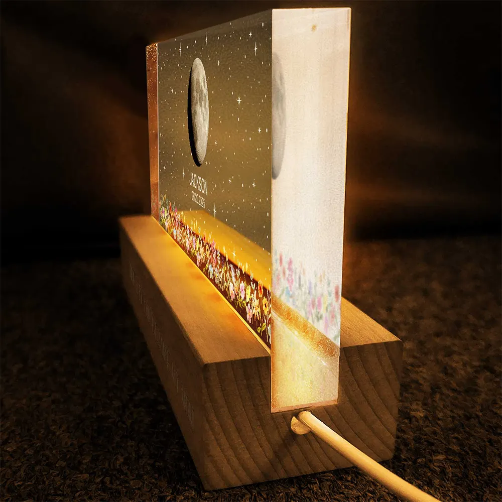 Moon Phase The Day You Became My Mom - Personalized Rectangle LED Light - Image 5