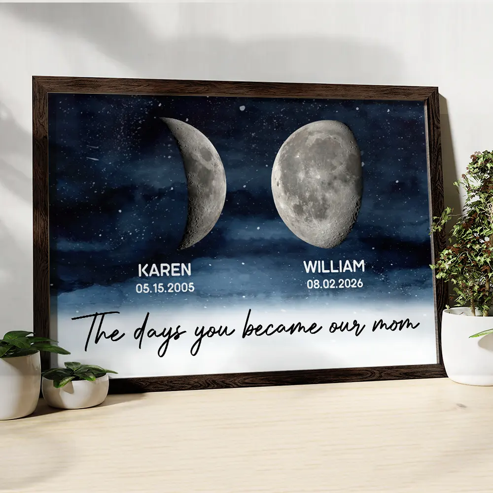 Moon Phase The Day You Became Our Dad - Personalized Poster - Image 4