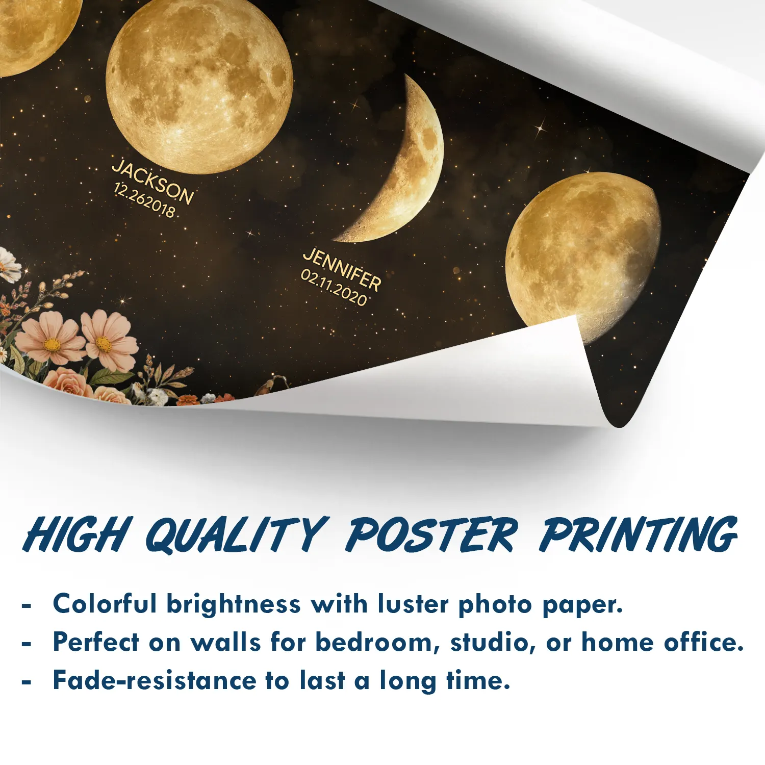 Moon Phase The Day You Become Our Mom Mum Grandma Vintage Style - Personalized Poster - Image 5