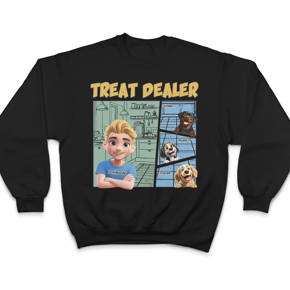 More Color Funny Comic Pet Lover Treat Dealer Cute Dog Cat - Personalized T Shirt - Image 5