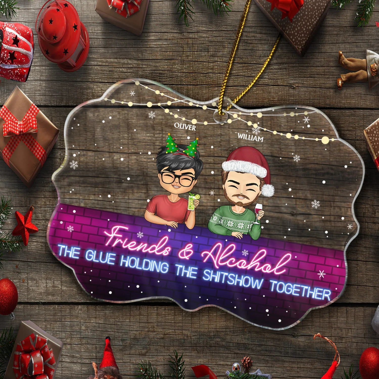 More Than Just Friends - Christmas Gifts For Besties - Personalized Medallion Acrylic Ornament - Image 5