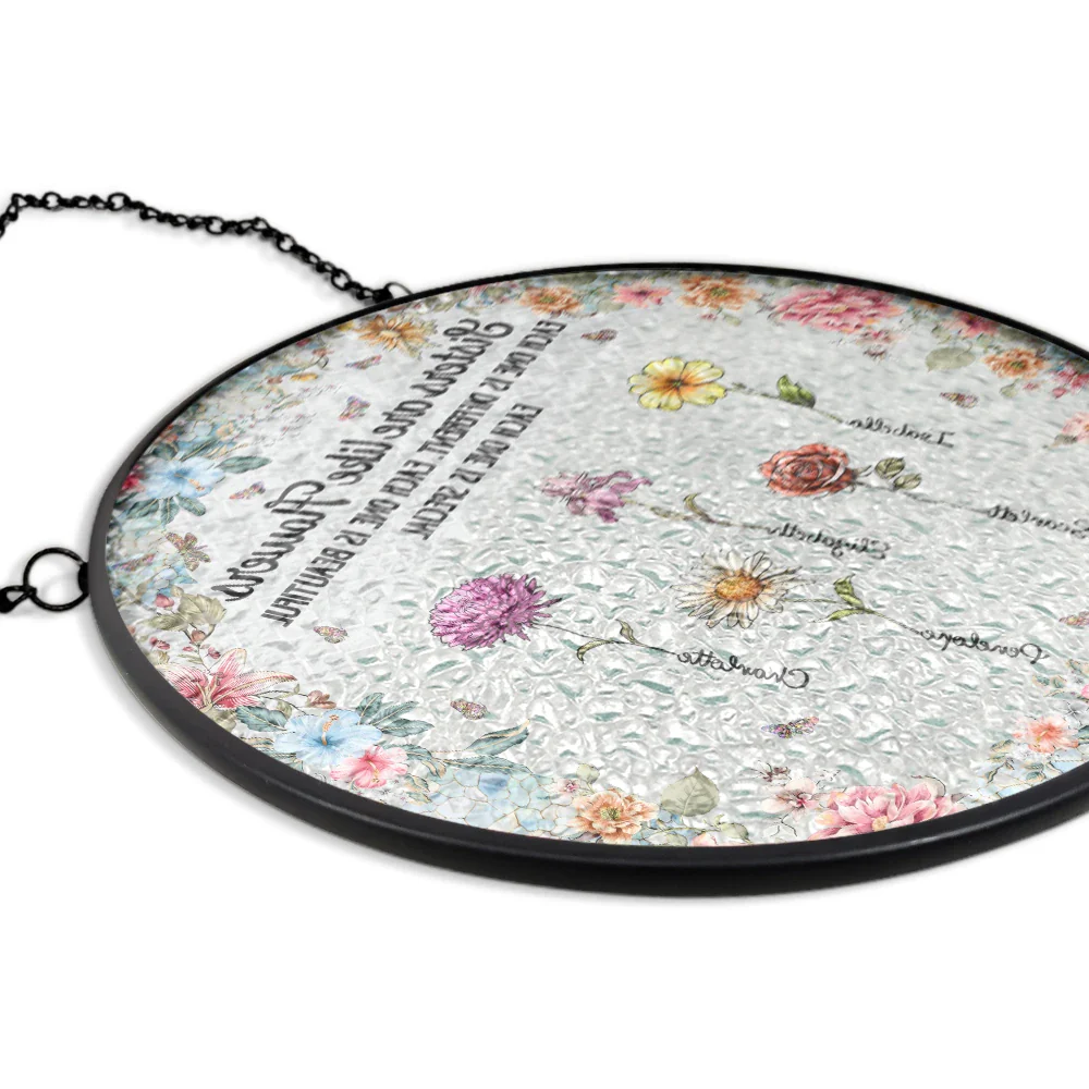 Mosaic Art Sister Are Like Flowers - Personalized Stained Glass Window Hanging Suncatcher - Image 5