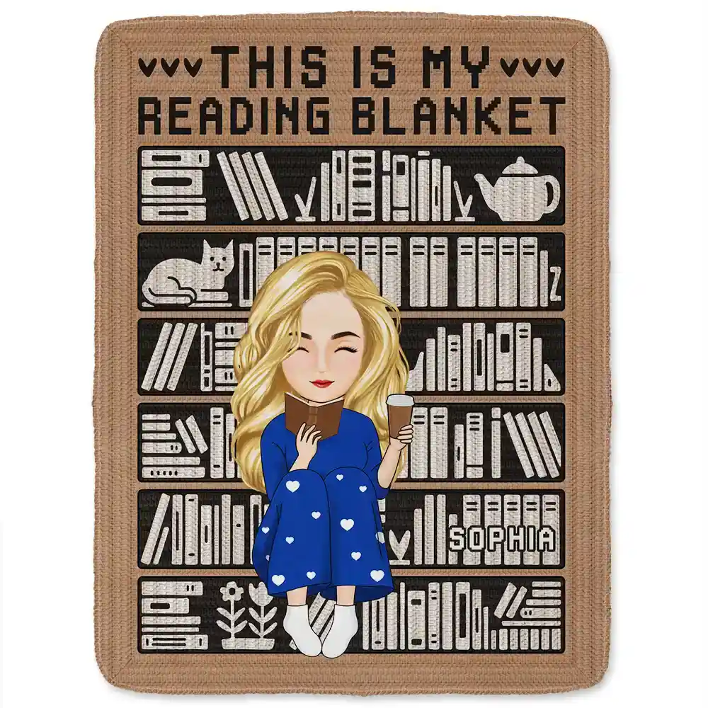 Mosaic Crochet Pattern Inspired This Is My Reading Blanket - Personalized Fleece Blanket, Sherpa Blanket - Image 2
