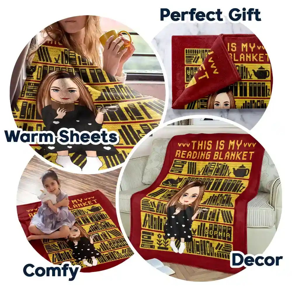 Mosaic Crochet Pattern Inspired This Is My Reading Blanket - Personalized Fleece Blanket, Sherpa Blanket - Image 7