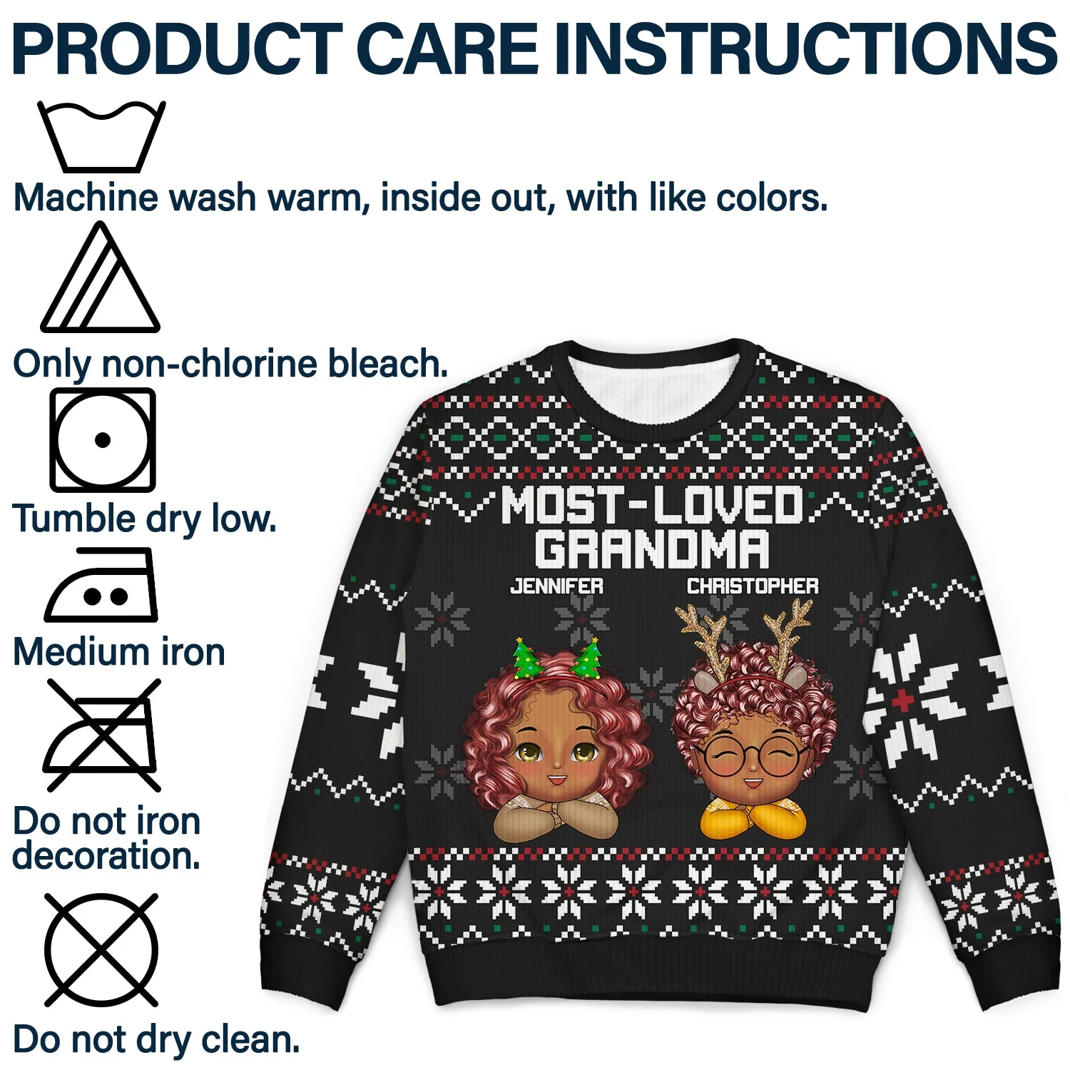 Most Loved Nana - Christmas, Loving Gift For Mom, Mother, Mama, Grandma, Grandmother - Personalized Unisex Ugly Sweater - Image 7