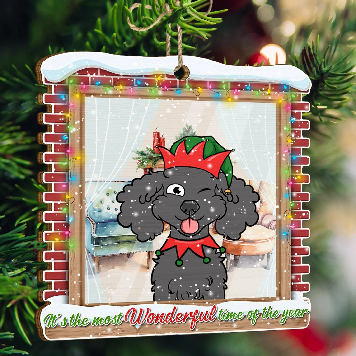 Most Wonderful Time Of The Year - Gift For Dog Cat Pet Lovers - Personalized Custom Shaped Wooden Ornament - Image 3