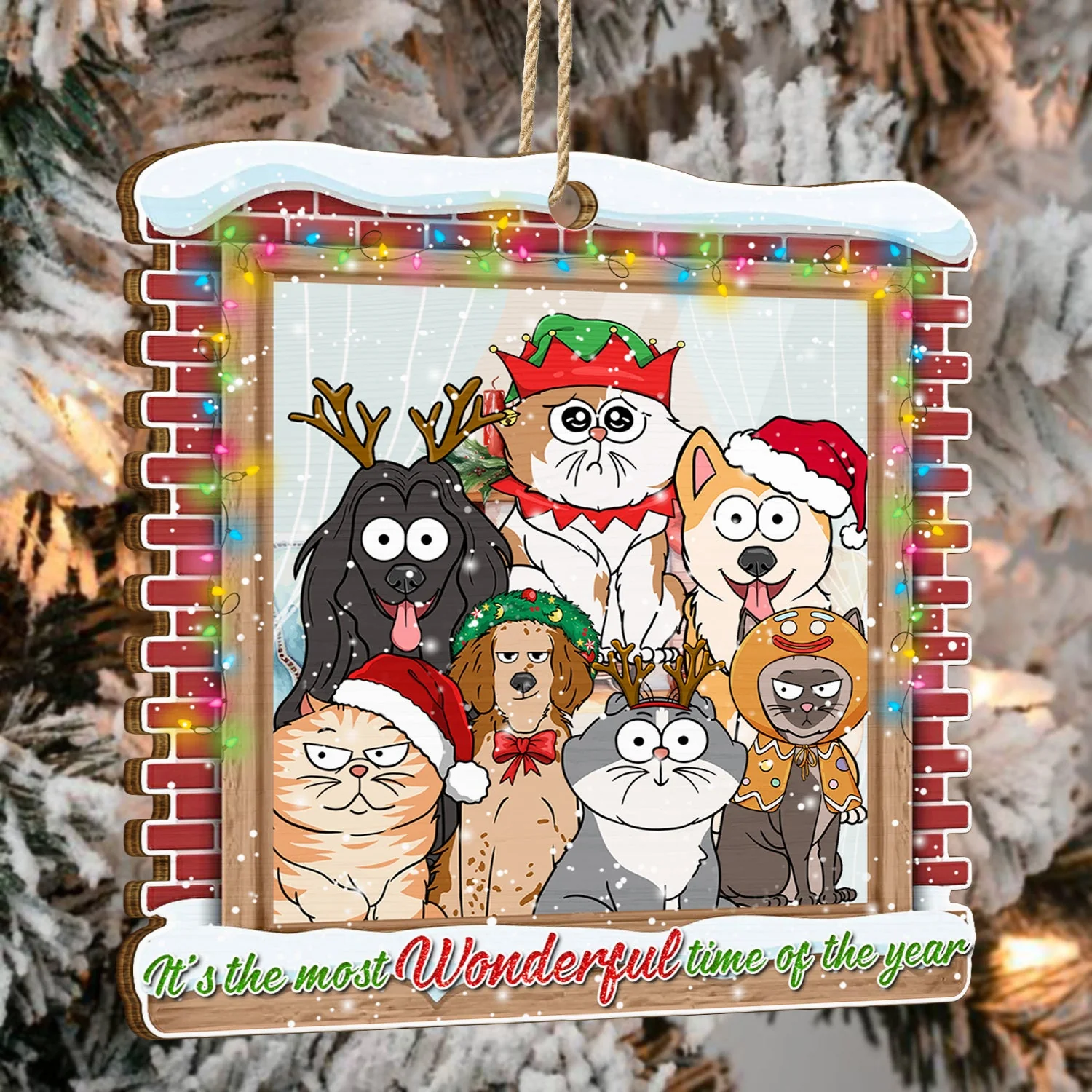 Most Wonderful Time Of The Year - Gift For Dog Cat Pet Lovers - Personalized Custom Shaped Wooden Ornament - Image 4