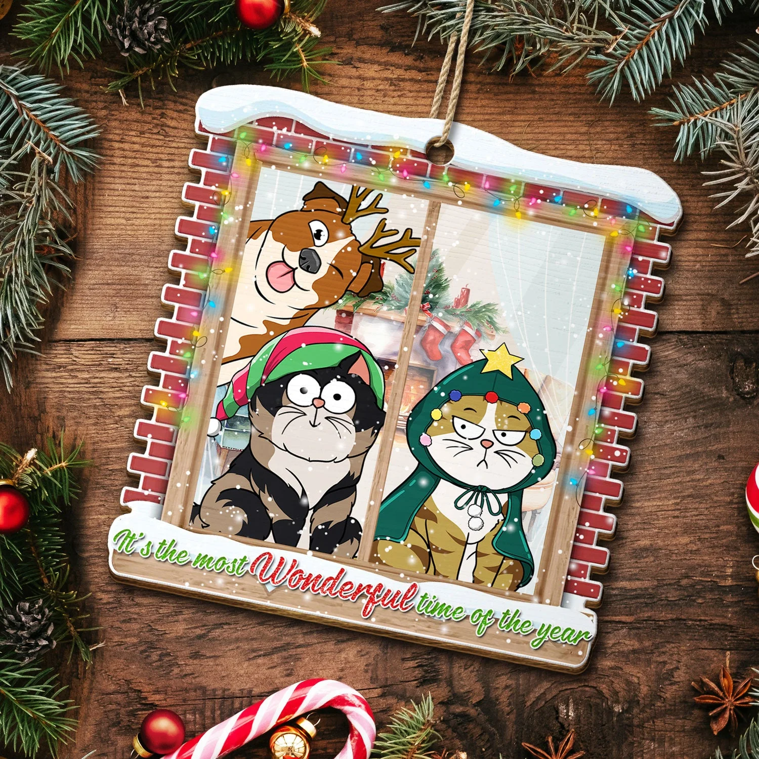 Most Wonderful Time Of The Year - Gift For Dog Cat Pet Lovers - Personalized Custom Shaped Wooden Ornament - Image 5