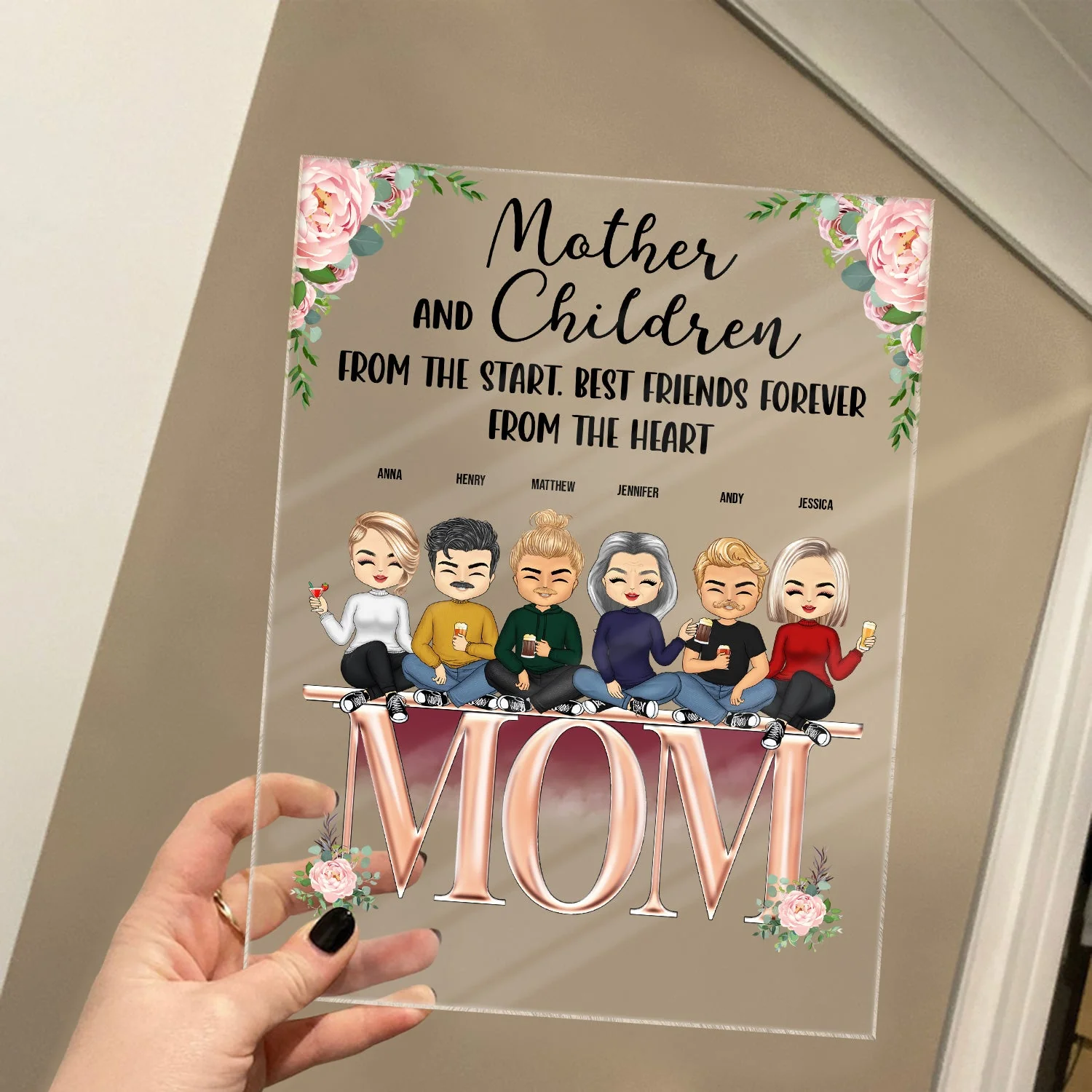 Mother And Children Best Friends Forever - Gift For Mom, Mother - Personalized Custom Vertical Rectangle Acrylic Plaque - Image 4