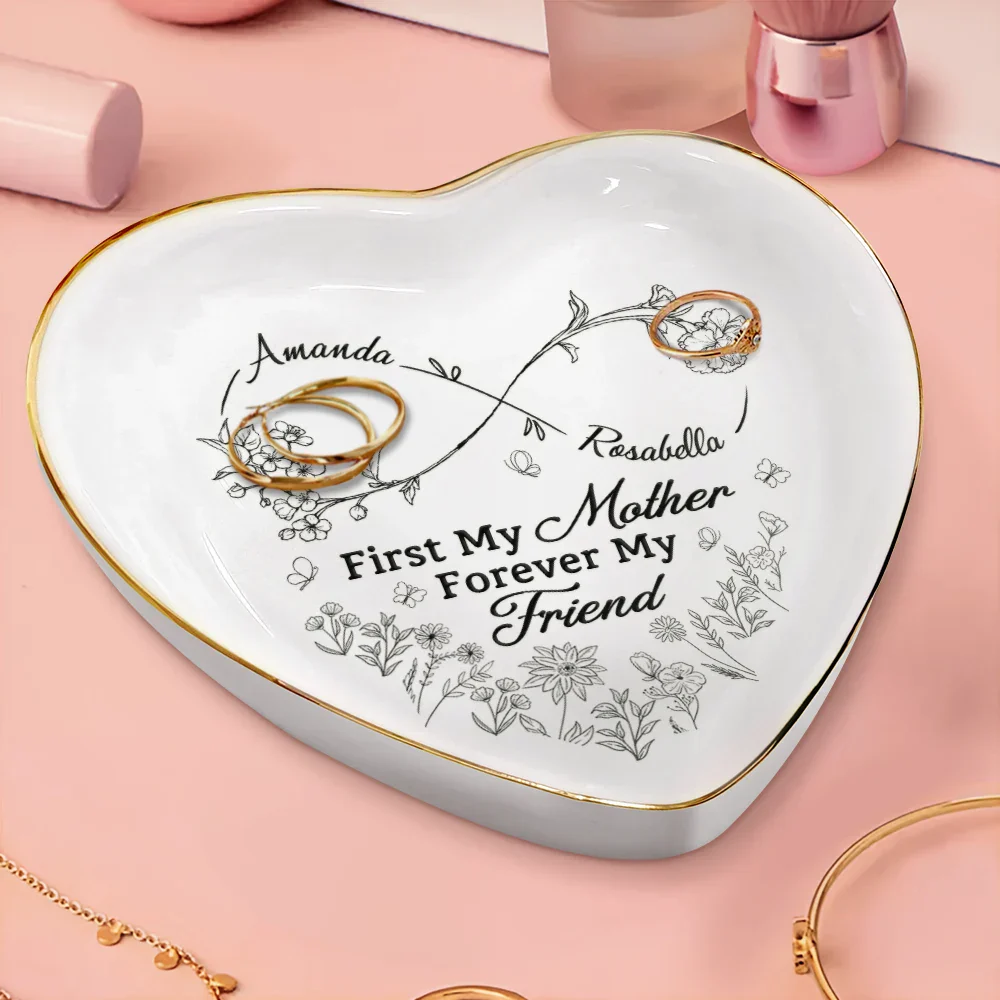 Mother And Daughter A Bond That Can't Be Broken - Personalized Heart Ring Dish - Image 3