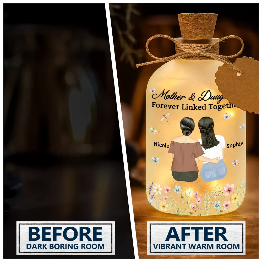 Mother And Daughter A Bond That Can't Be Broken - Personalized Short Bottle Light - Image 2