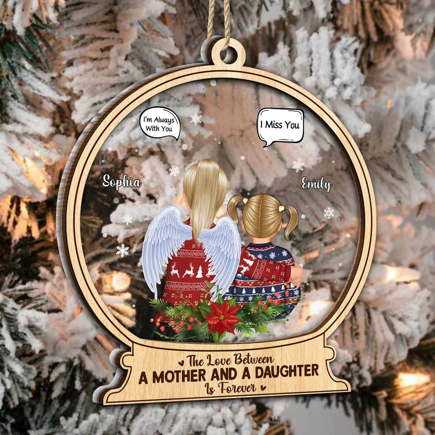 Mother And Daughter Are Always Connected At Heart - Christmas Keepsake, Memorial Gift - Personalized 2-Layered Mix Ornament - Image 3