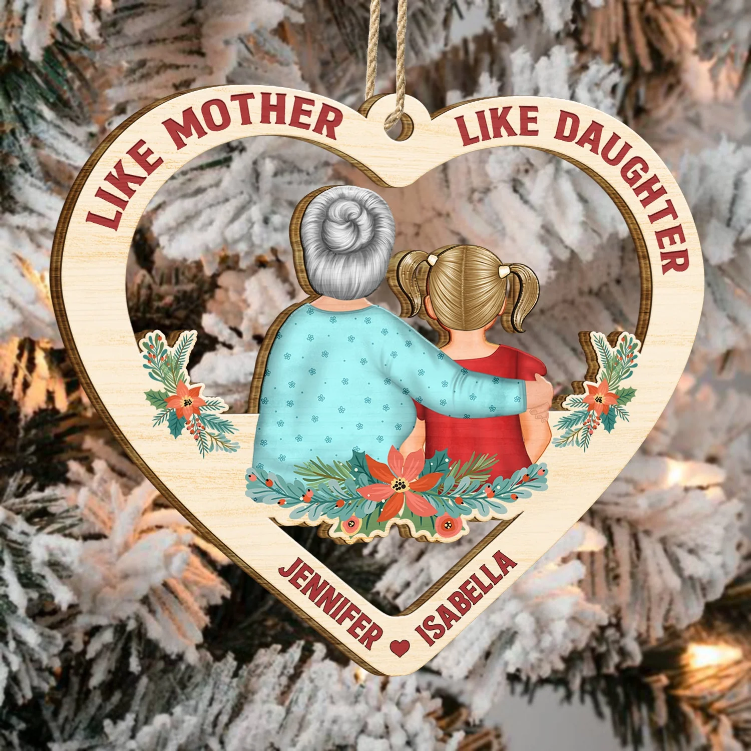 Mother And Daughter Forever Linked Together - Christmas, Mother Gift - Personalized Wooden Cutout Ornament - Image 4