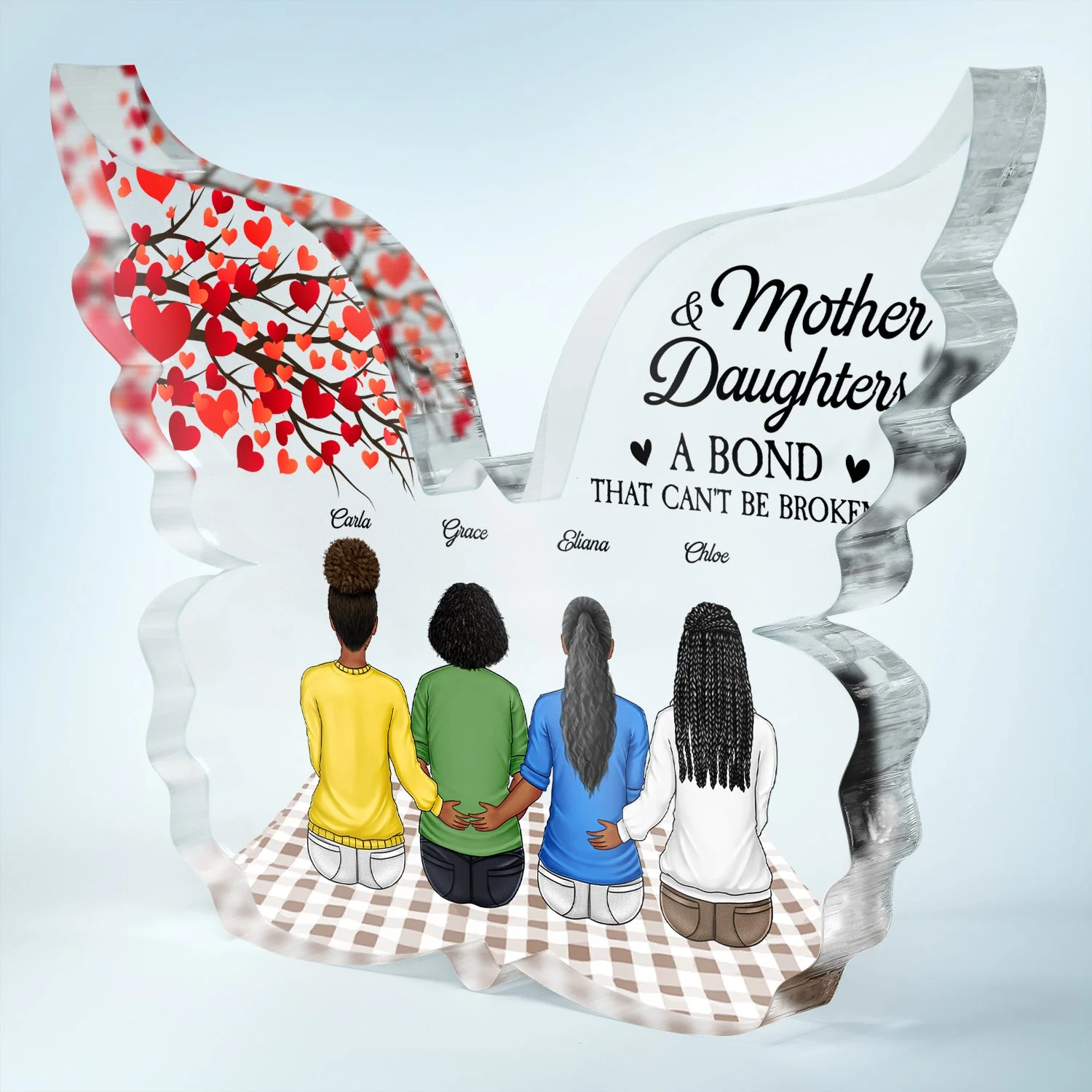 Mother And Daughter Forever Linked Together - Gift For Mother - Personalized Butterfly Shaped Acrylic Plaque - Image 2