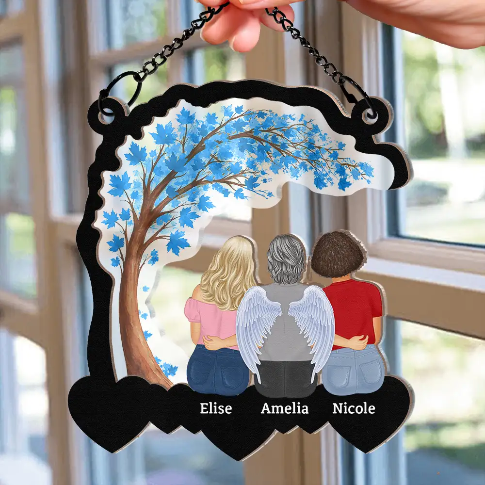 Mother And Daughter Forever Linked Together Heart By Heart - Personalized Window Hanging Suncatcher Ornament - Image 2