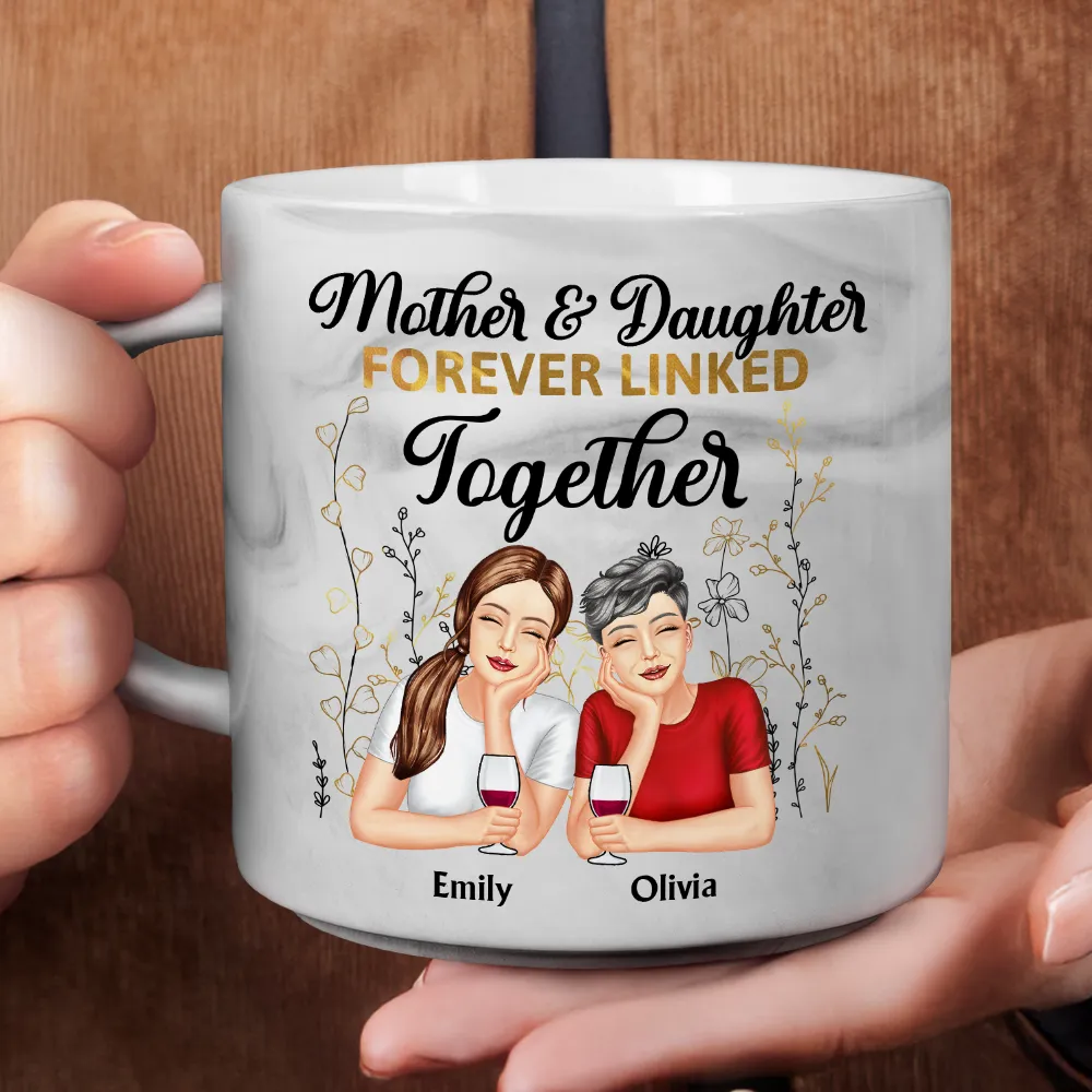 Mother And Daughter Forever - Personalized Marble Mug - Image 4