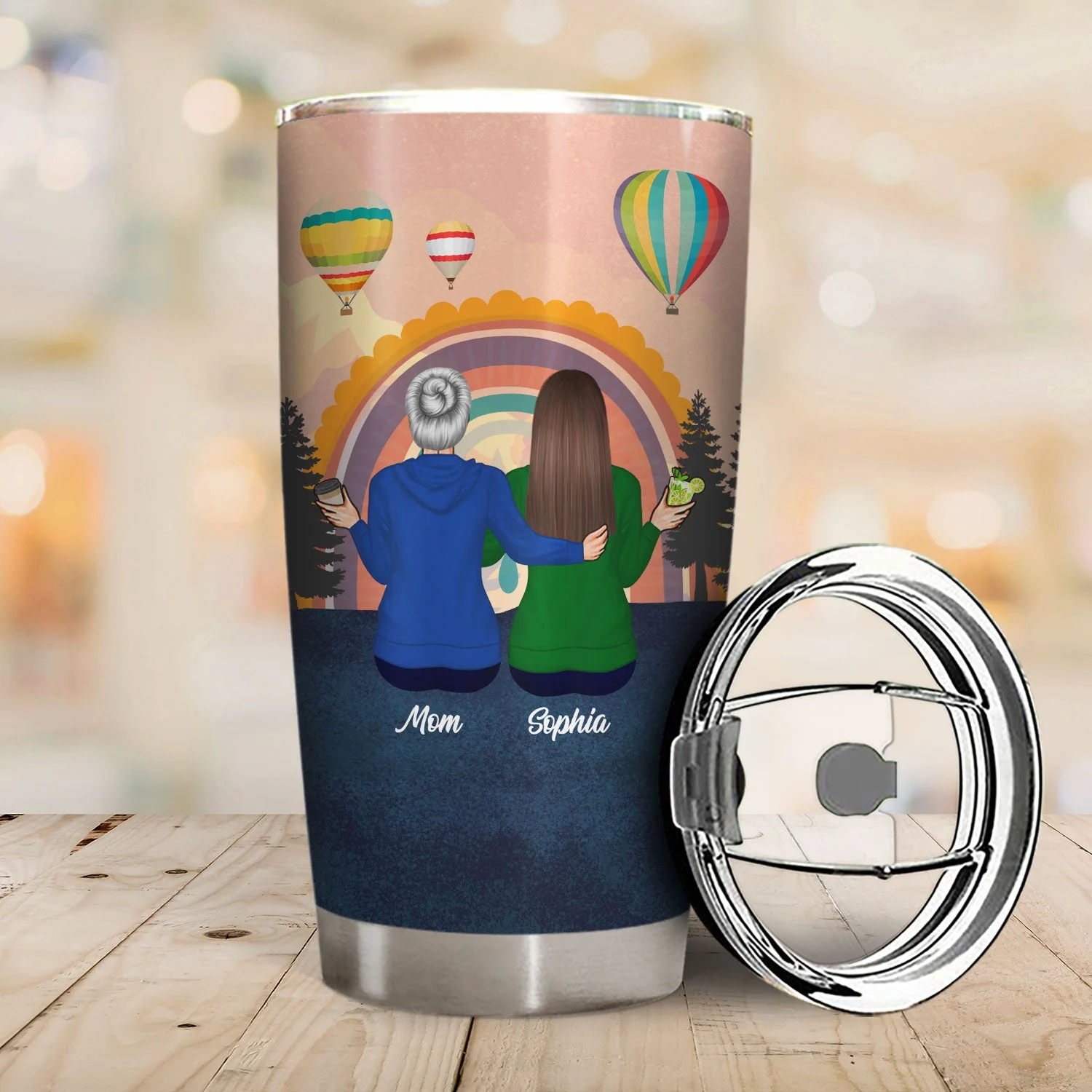 Mother And Daughter Linked Together - Personalized Custom Tumbler - Image 2