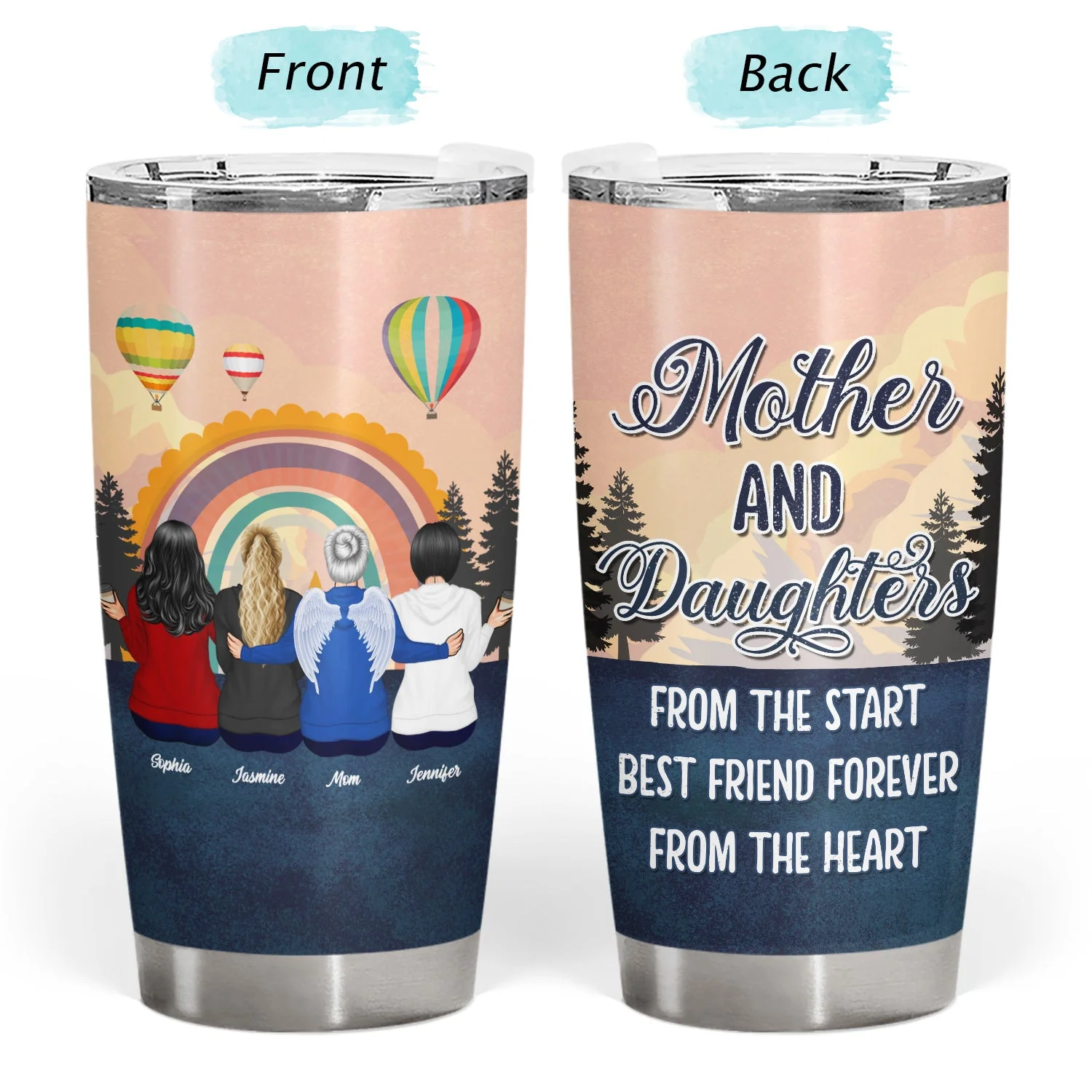 Mother And Daughter Linked Together - Personalized Custom Tumbler - Image 3