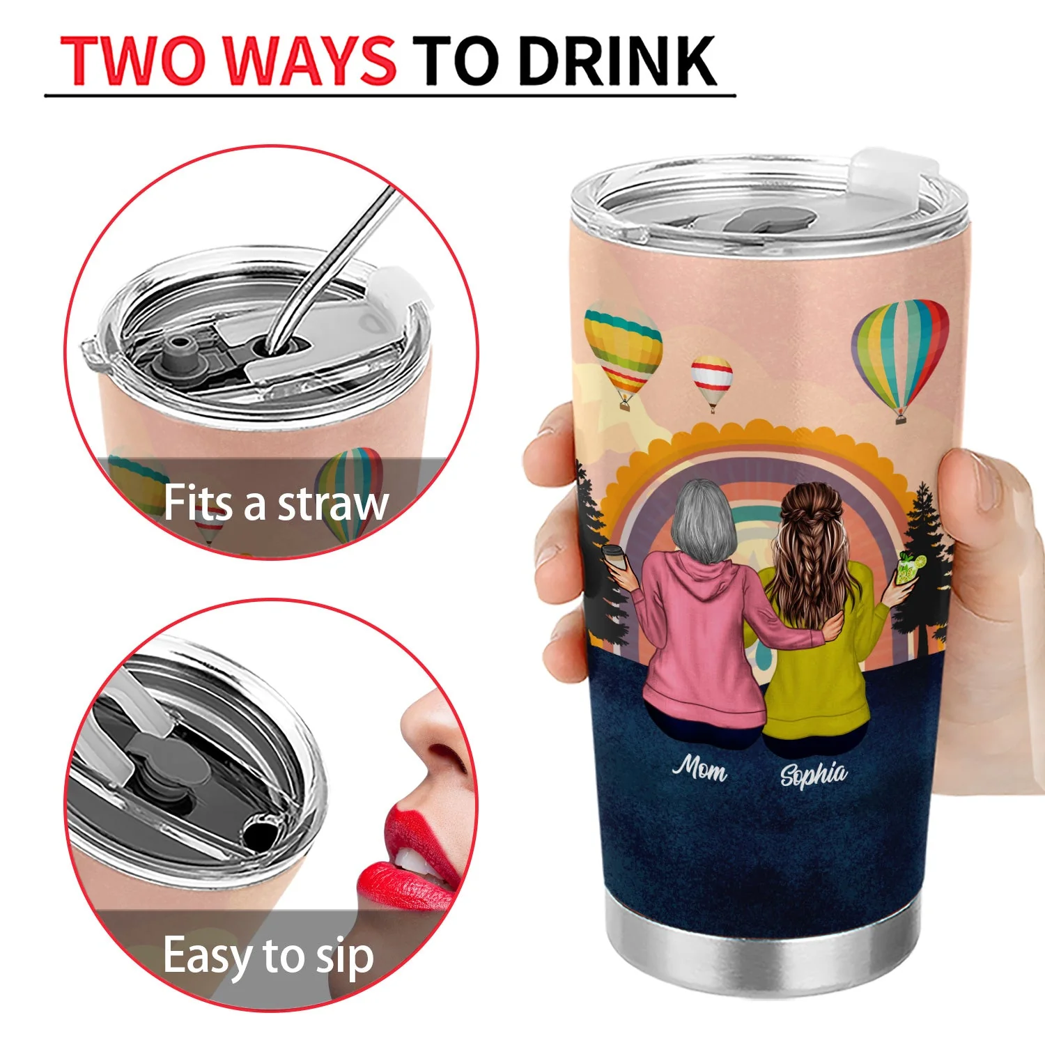 Mother And Daughter Linked Together - Personalized Custom Tumbler - Image 4