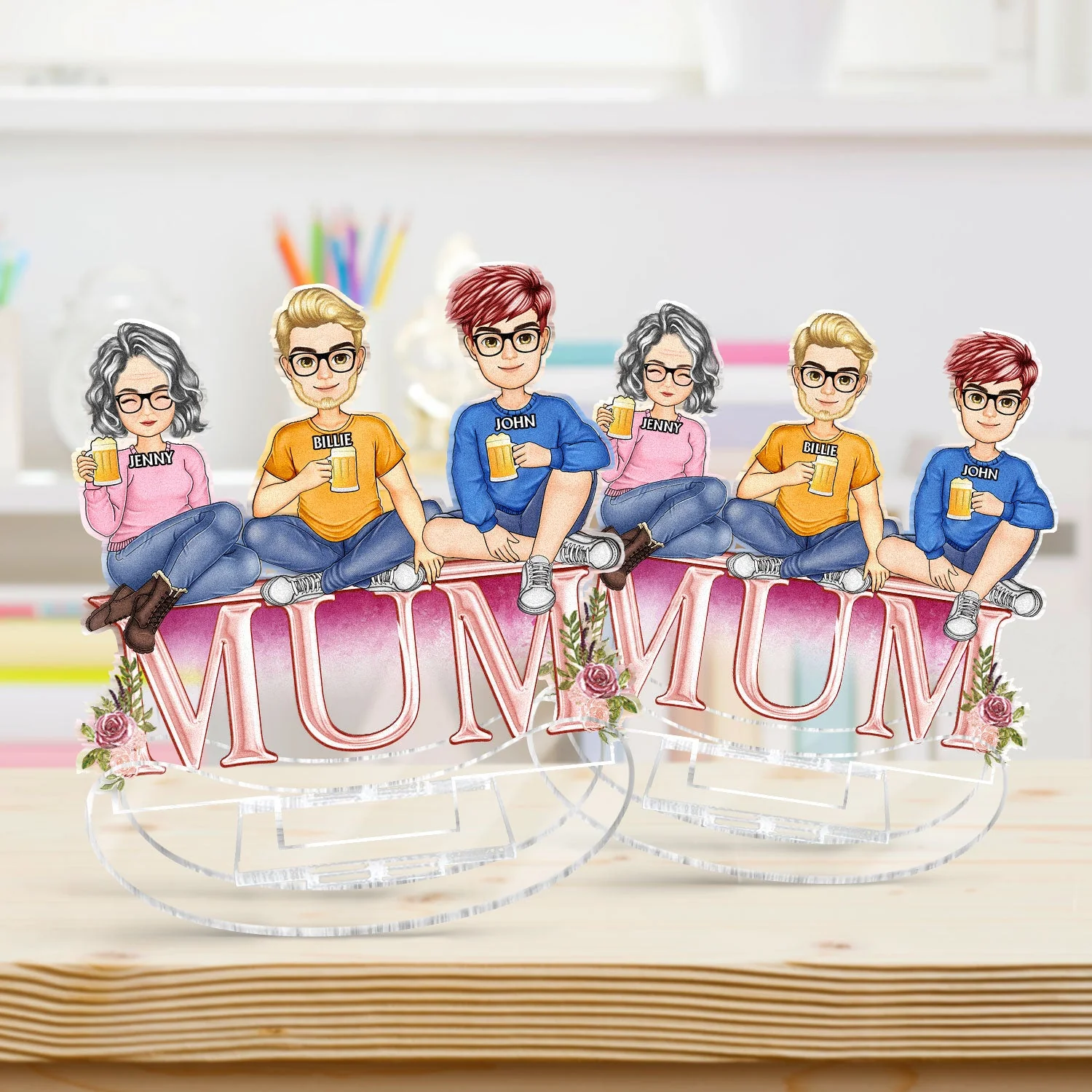Mother And Daughter Son From The Star - Birthday, Loving Gift For Mom, Mum - Personalized Acrylic Shaking Stand - Image 3