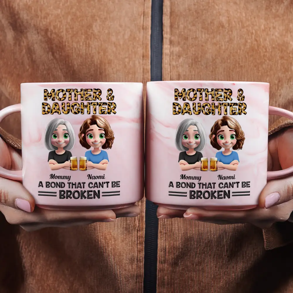 Mother And Daughters A Bond That Can't Be Broken - Personalized Marble Mug - Image 2