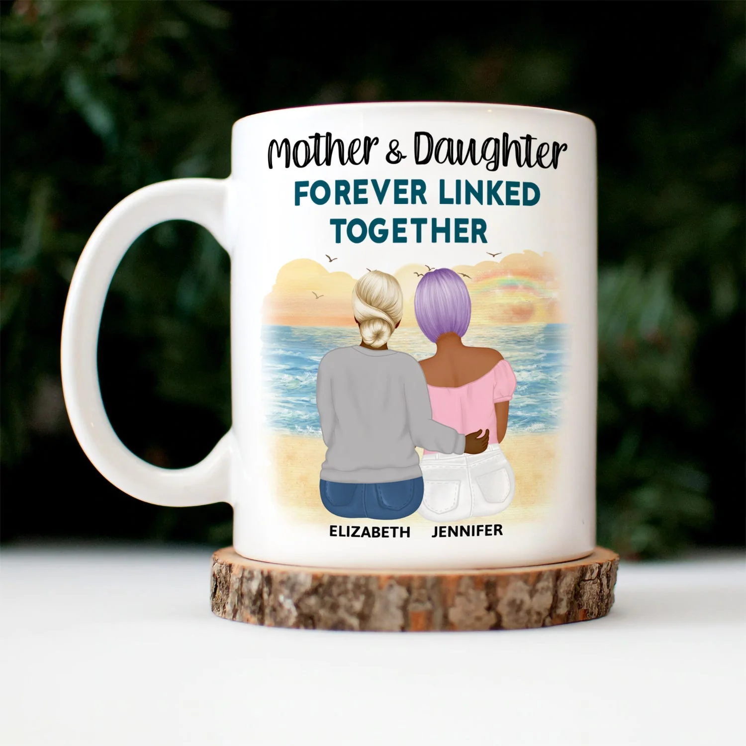 Mother And Daughters Forever Linked Together - Gift For Mom, Mother, Grandma - Personalized Mug - Image 3
