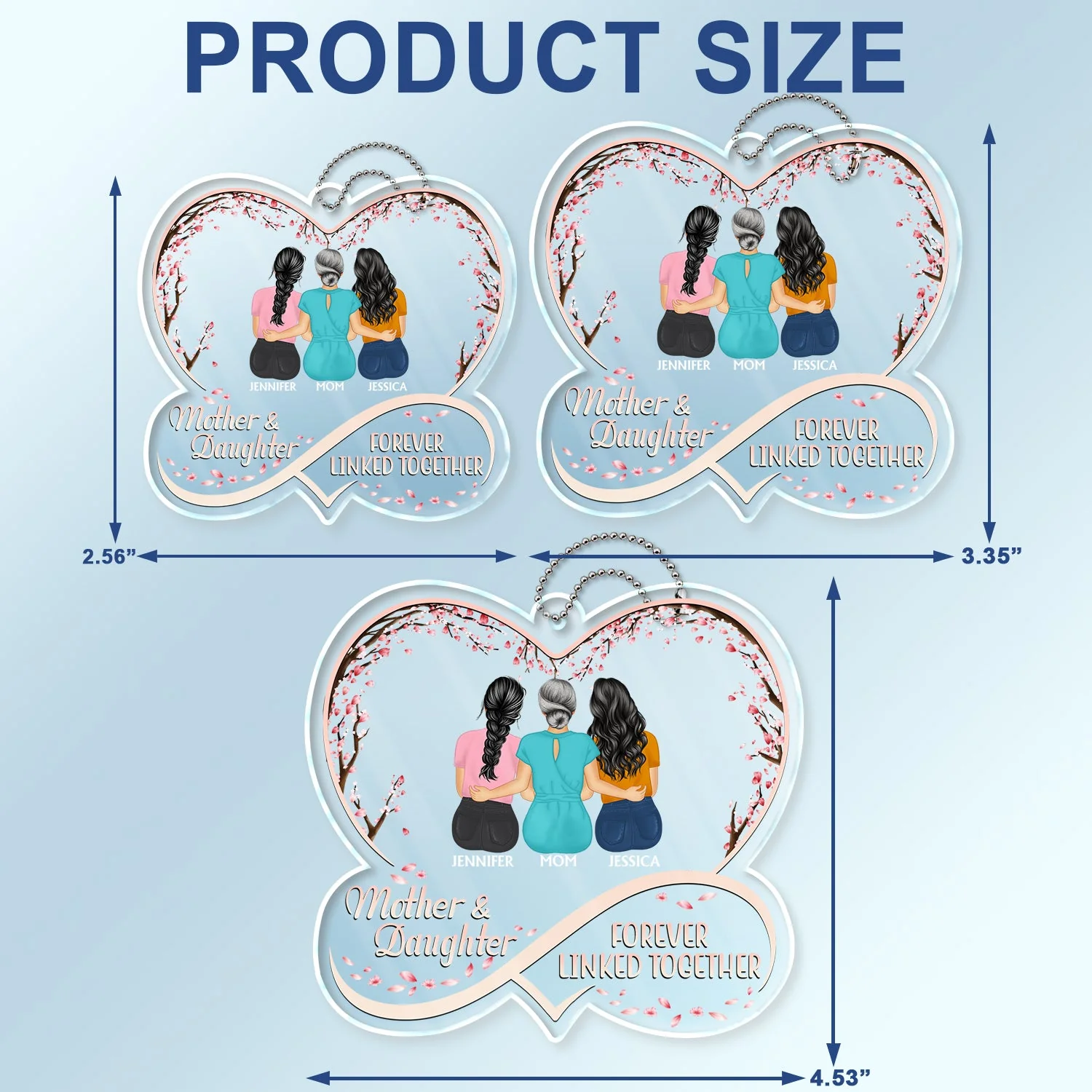 Mother And Daughters Forever Linked Together - Loving, Birthday Gift For Mother, Mom - Personalized Acrylic Car Hanger - Image 4
