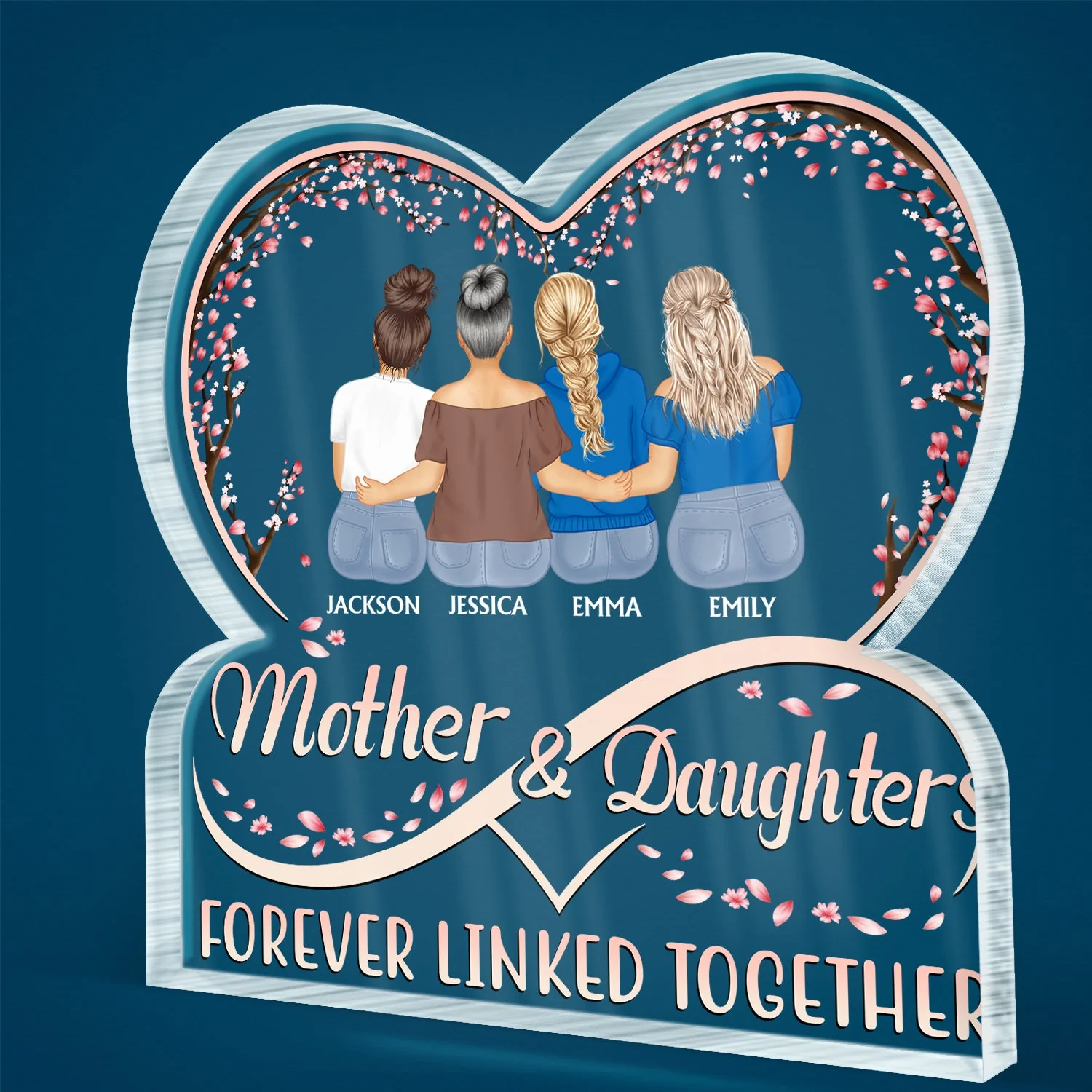 Mother And Daughters Forever Linked Together - Loving, Birthday Gift For Mother, Mom - Personalized Custom Shaped Acrylic Plaque - Image 2