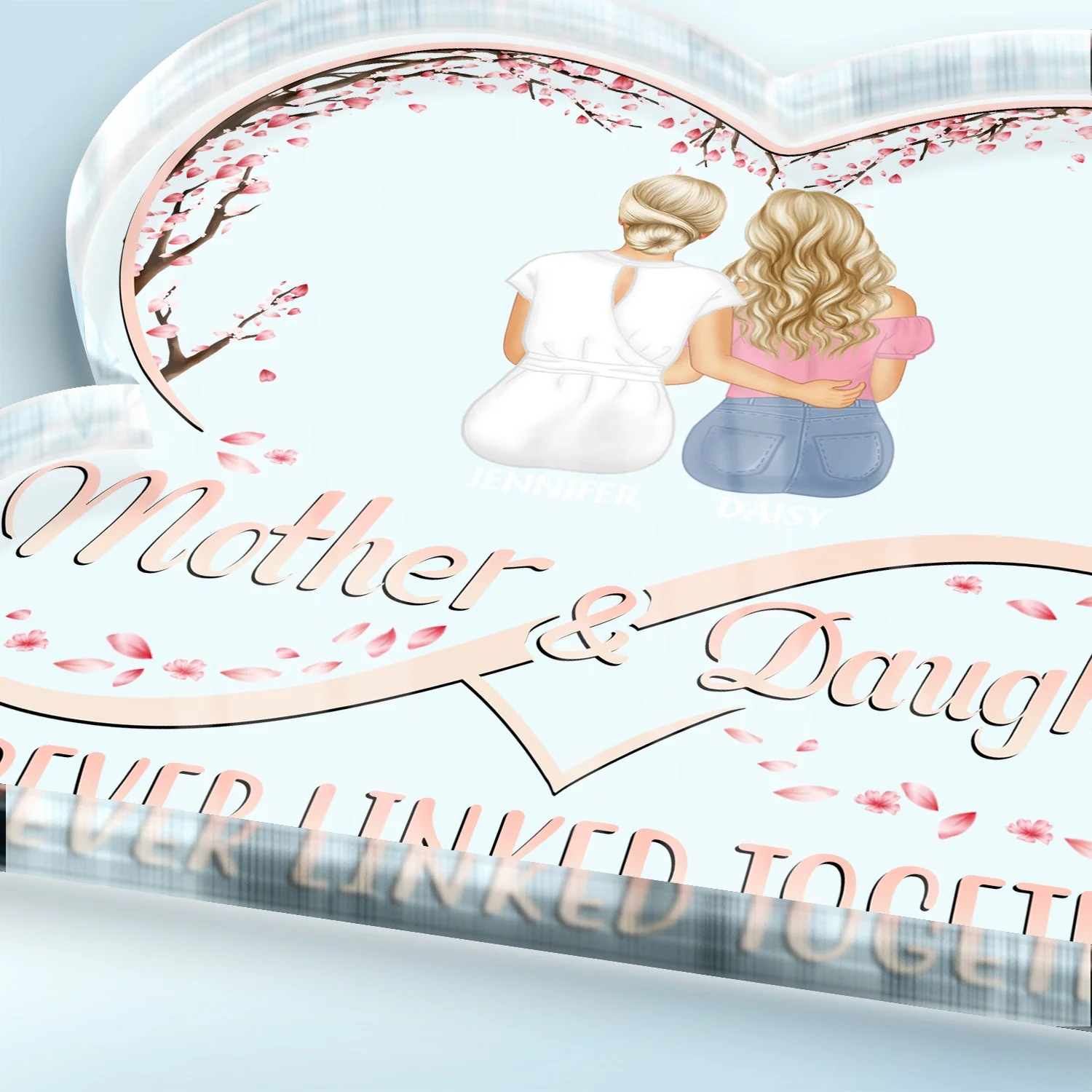 Mother And Daughters Forever Linked Together - Loving, Birthday Gift For Mother, Mom - Personalized Custom Shaped Acrylic Plaque - Image 3
