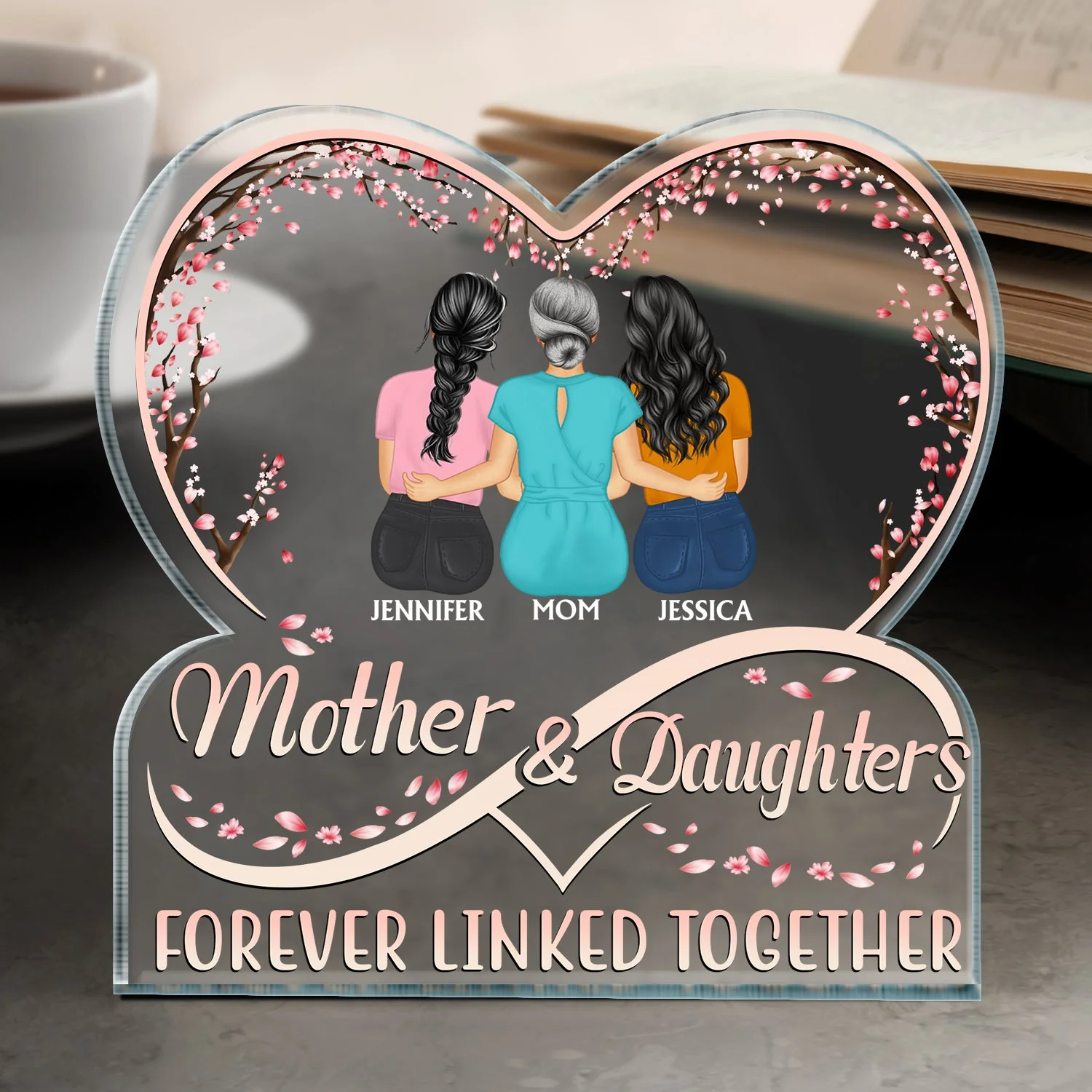 Mother And Daughters Forever Linked Together - Loving, Birthday Gift For Mother, Mom - Personalized Custom Shaped Acrylic Plaque - Image 4