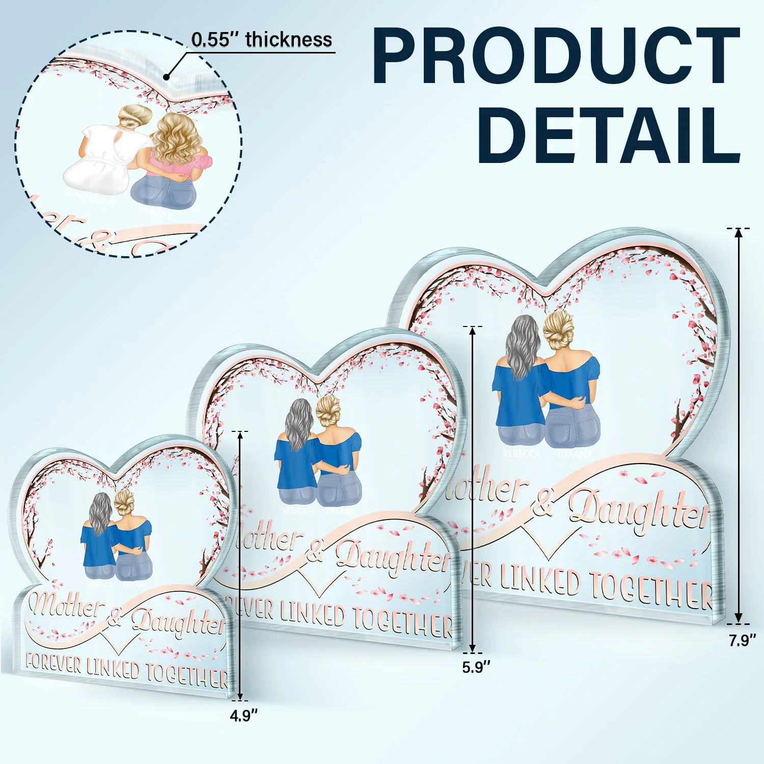 Mother And Daughters Forever Linked Together - Loving, Birthday Gift For Mother, Mom - Personalized Custom Shaped Acrylic Plaque - Image 5