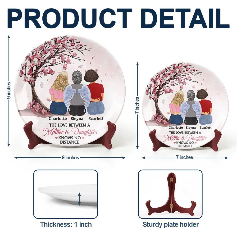 Mother And Daughters Forever Linked Together - Personalized Ceramic Plate - Image 5