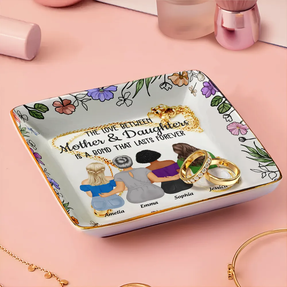 Mother And Daughters Forever Linked Together - Personalized Ring Dish - Image 3