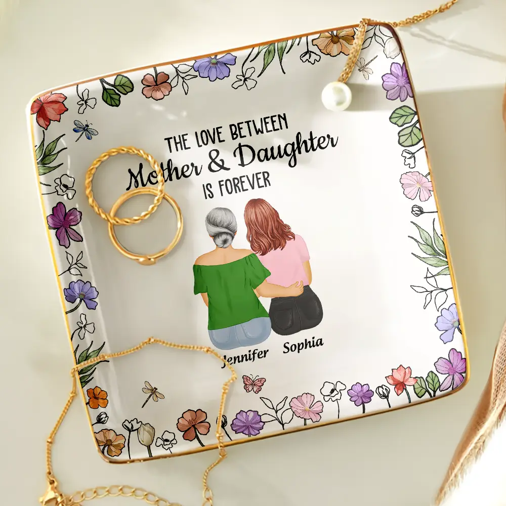 Mother And Daughters Forever Linked Together - Personalized Ring Dish - Image 4