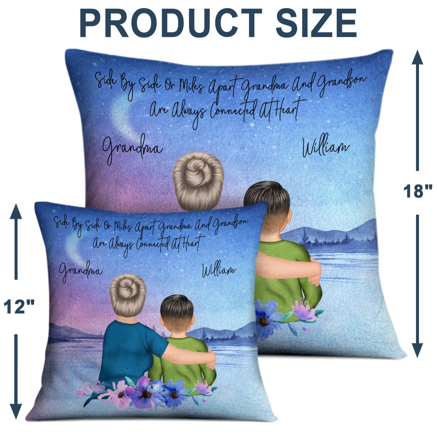 Mother And Son Forever Linked Together Watercolor Style - Birthday, Family Gift For Mom, Grandma, Grandson, Grandchild, Grandkid - Personalized Custom Pillow - Image 4